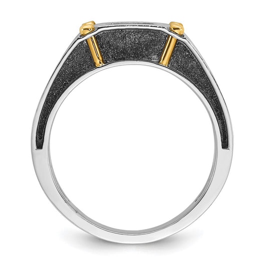 IBGoodman 14k Two-tone with Black Rhodium 1/2 carat Lab Grown Diamond VS/SI+ G+ Complete Polished and Satin Men's Ring