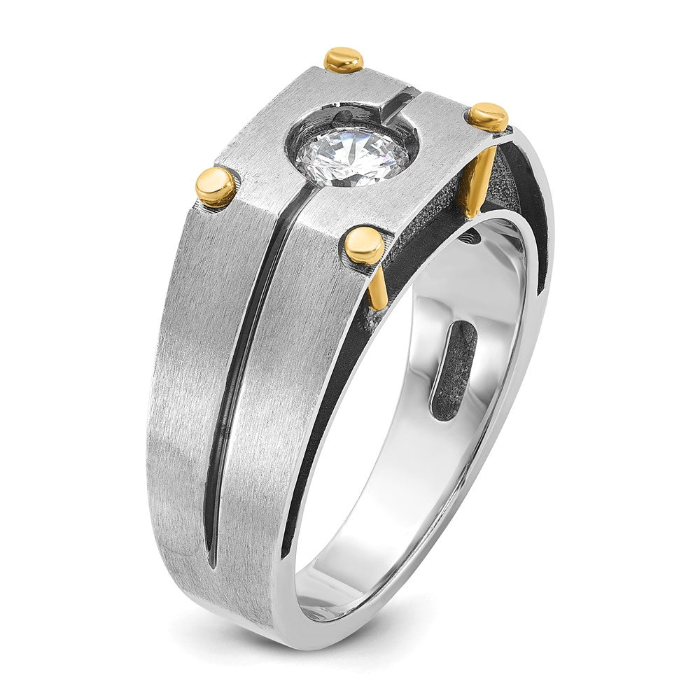 IBGoodman 14k Two-tone with Black Rhodium 1/2 carat Lab Grown Diamond VS/SI+ G+ Complete Polished and Satin Men's Ring