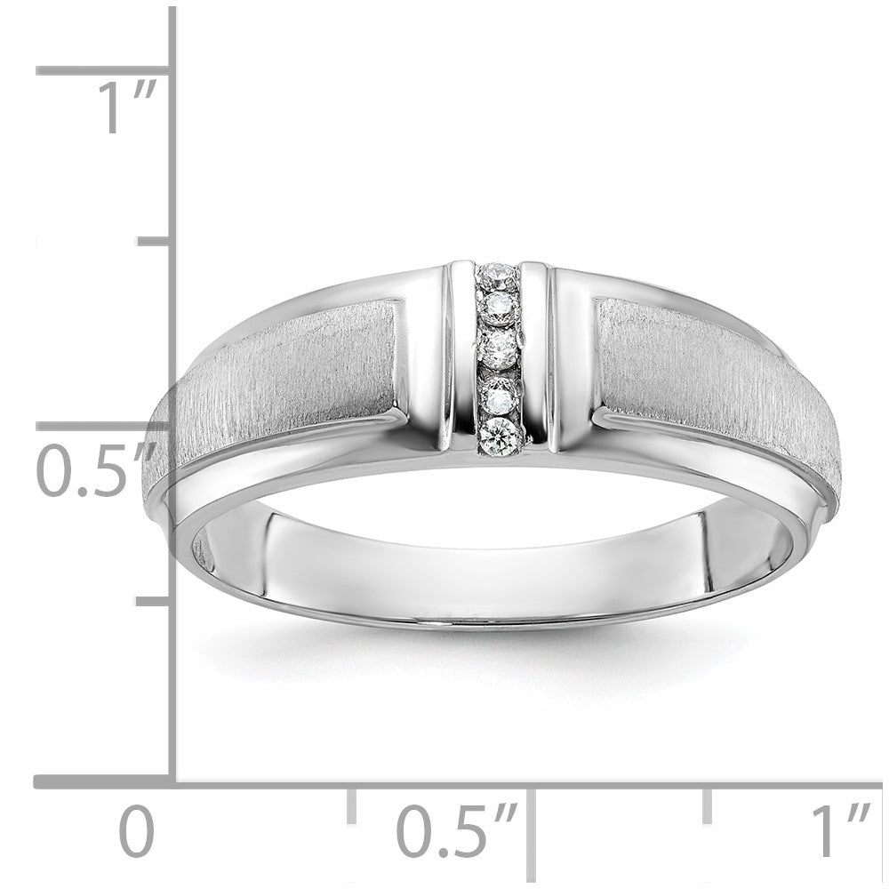 IBGoodman 10k White Gold Men's Polished and Satin 3-Stone Ring Mounting