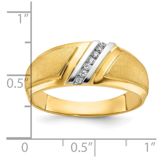 IBGoodman 10k with White Rhodium Men's Polished and Satin 1/20 Carat A Quality Diamond Ring