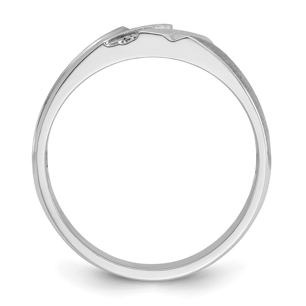 IBGoodman 10k White Gold Men's Polished Satin and Grooved 5-Stone Ring Mounting