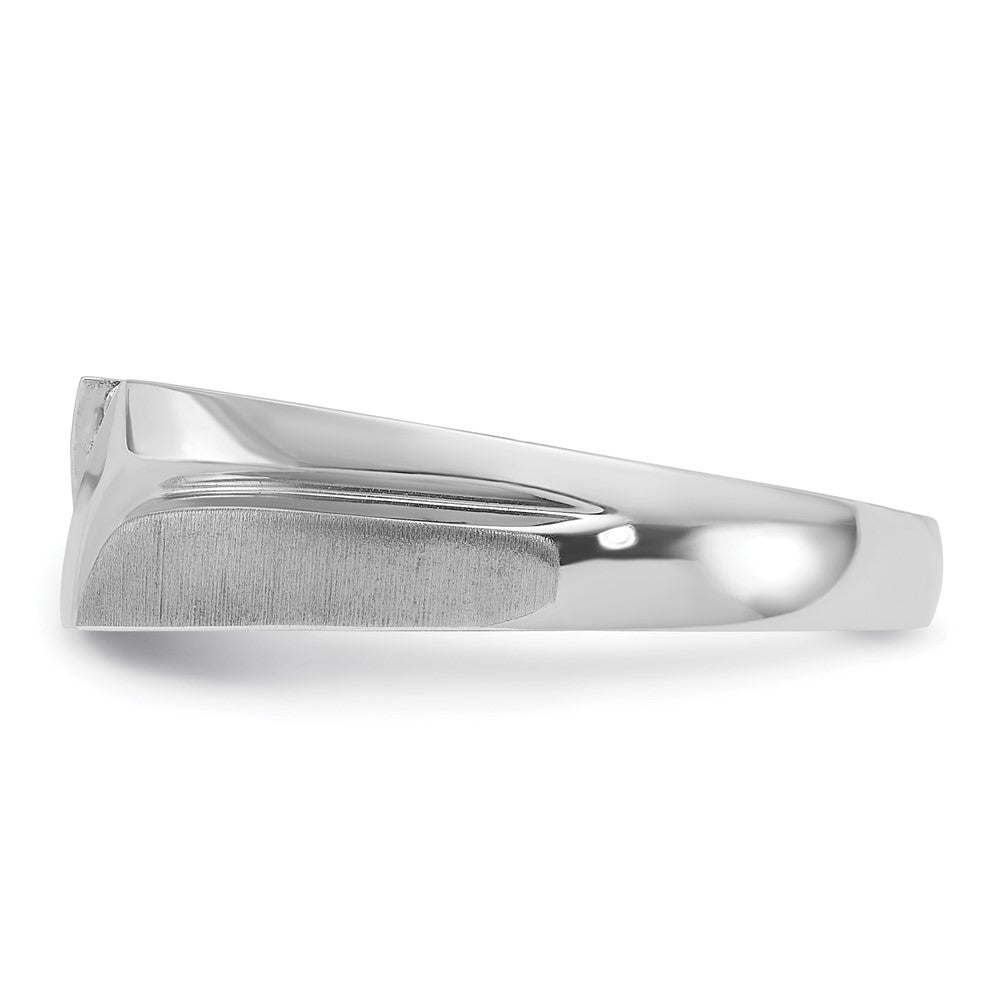 IBGoodman 10k White Gold Men's Polished Satin and Grooved 5-Stone Ring Mounting