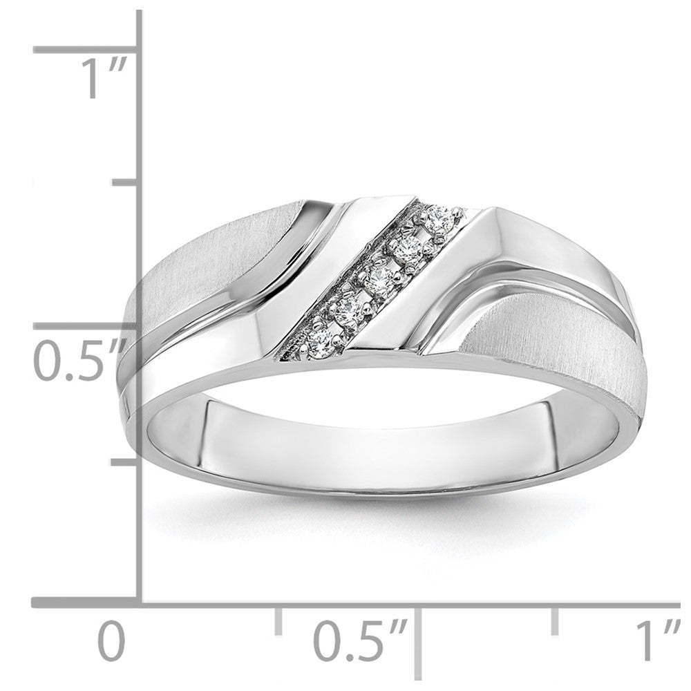 IBGoodman 10k White Gold Men's Polished Satin and Grooved 5-Stone Ring Mounting