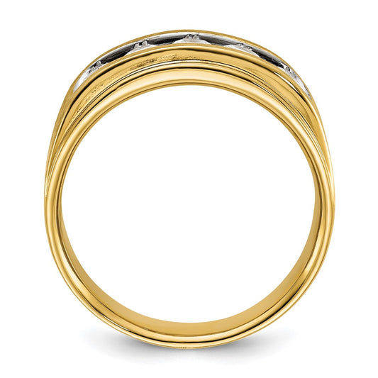 IBGoodman 14k with White Rhodium 1 carat Lab Grown Diamond VS/SI+ G+ Five Stone Complete Polished and Brushed Men's Ring