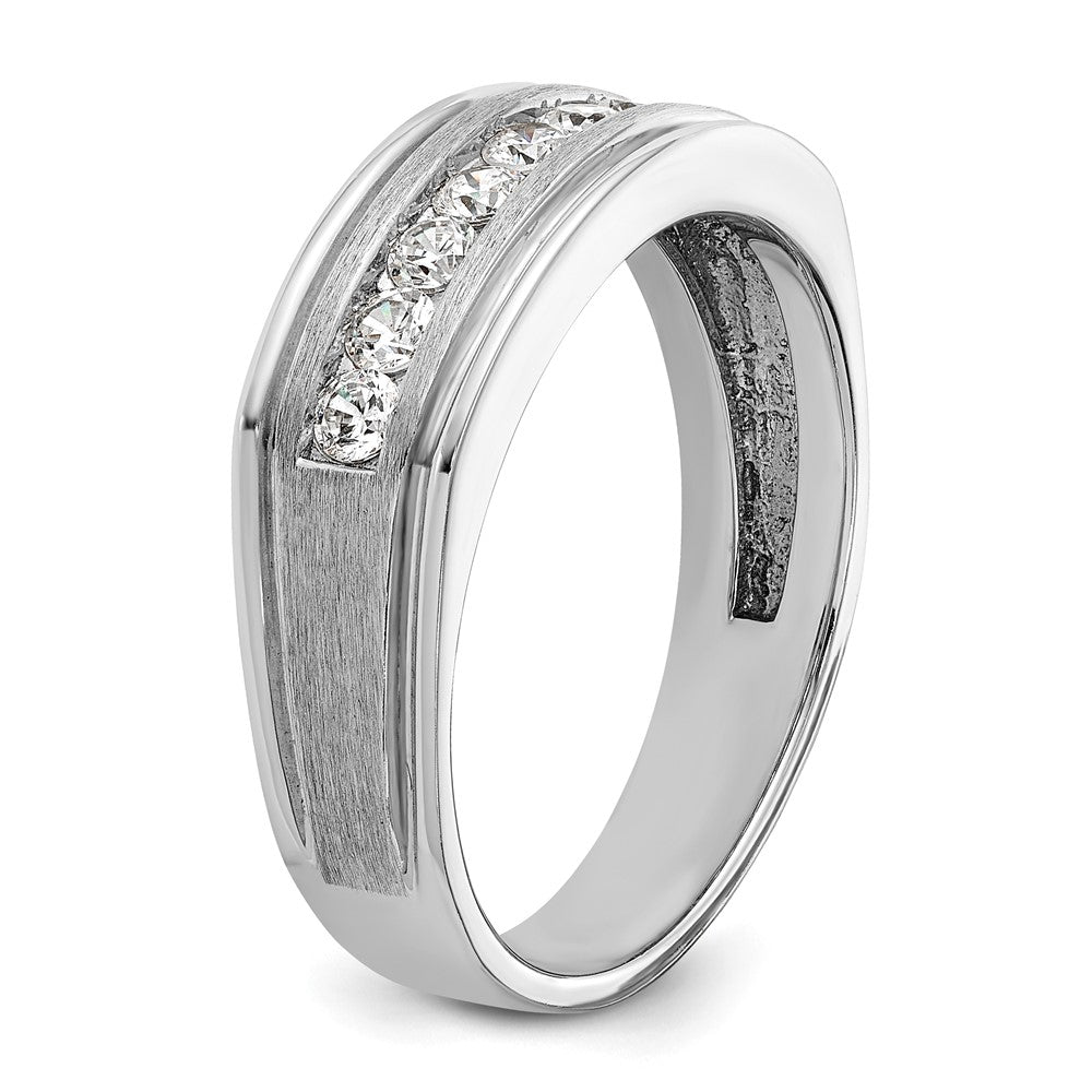 IBGoodman 14k White Gold Nine Stone Polished Brushed and Grooved Ring Mounting