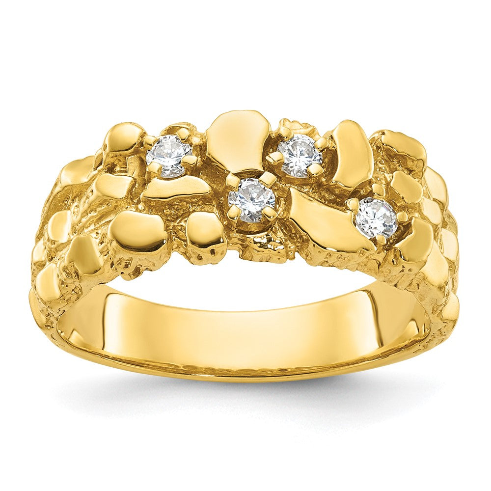 10k IBGoodman Men's Polished Nugget Textured Ring Mounting