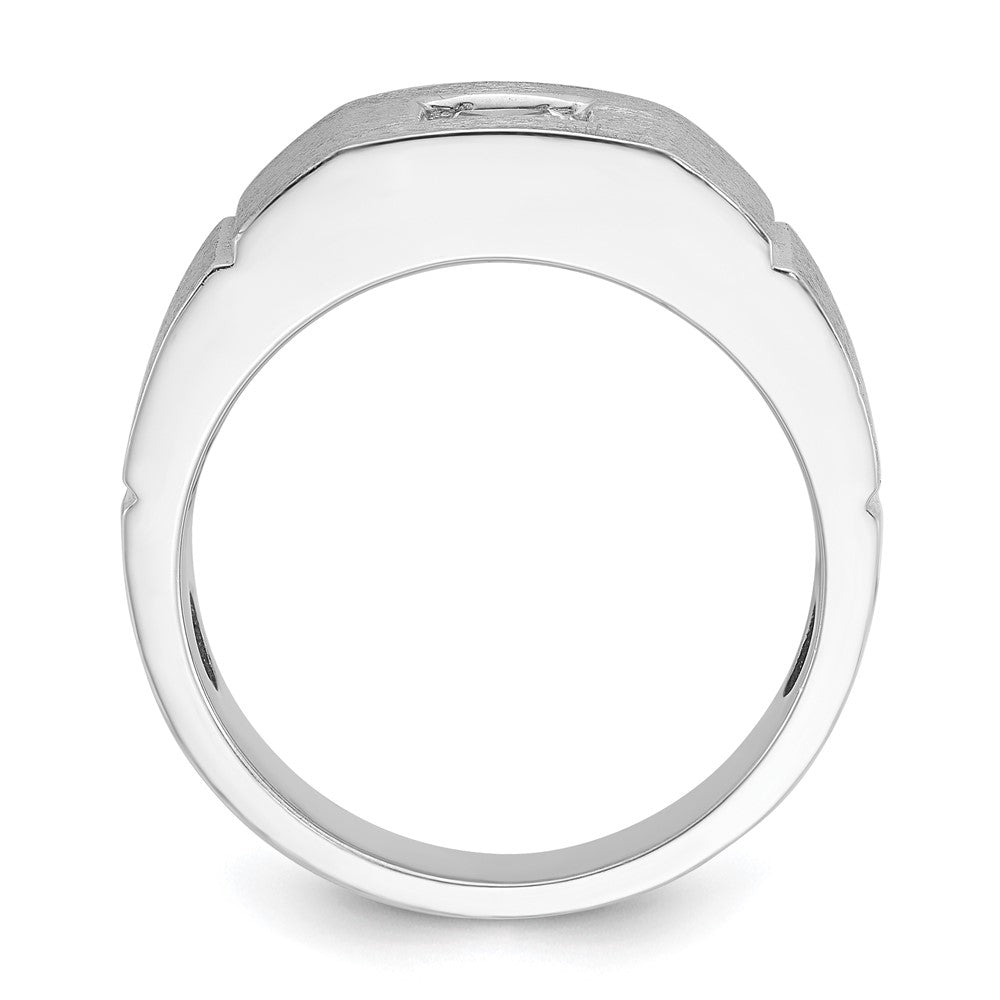 IBGoodman 14k White Gold 5/8 carat Lab Grown Diamond VS/SI+ G+ Complete Polished and Satin Men's Ring