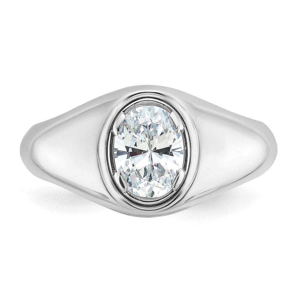 IBGoodman 14k White Gold 1 carat Lab Grown Diamond VS/SI+ G+ Oval Complete Men's Ring
