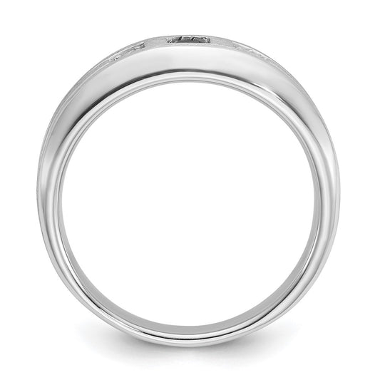 IBGoodman 14k White Gold 1/15 carat Lab Grown Diamond VS/SI+ G+ and Lab Created Blue Sapphire Complete Men's Ring