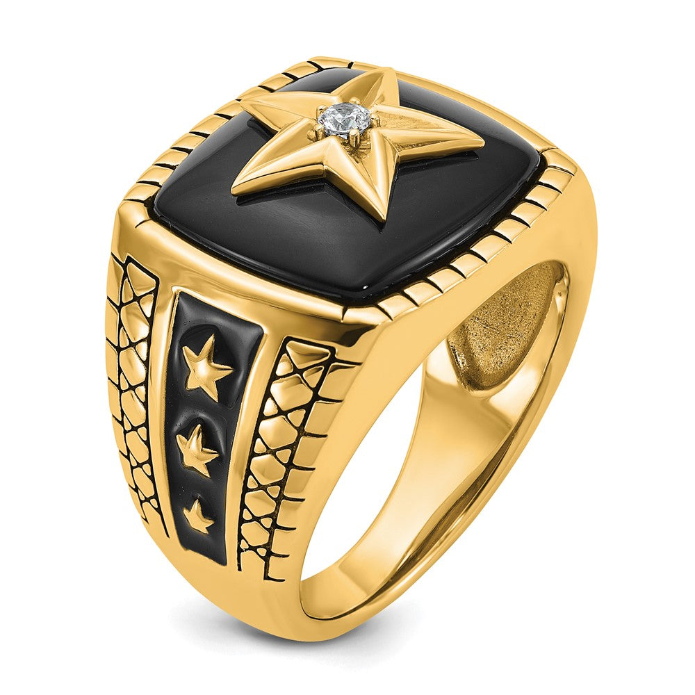 IB Goodman 10k Mens Holds 16x15mm Cushion Gemstone and 1-2.3mm Diamond Star Ring Mounting