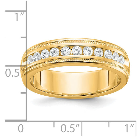 IBGoodman 10k Men's Polished and Milgrain 11-Stone 1/2 Carat A Quality Diamond Ring