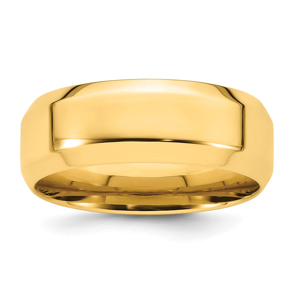 14k Yellow Gold 8mm Beveled Edge Comfort Fit Wedding Band Size 8.5