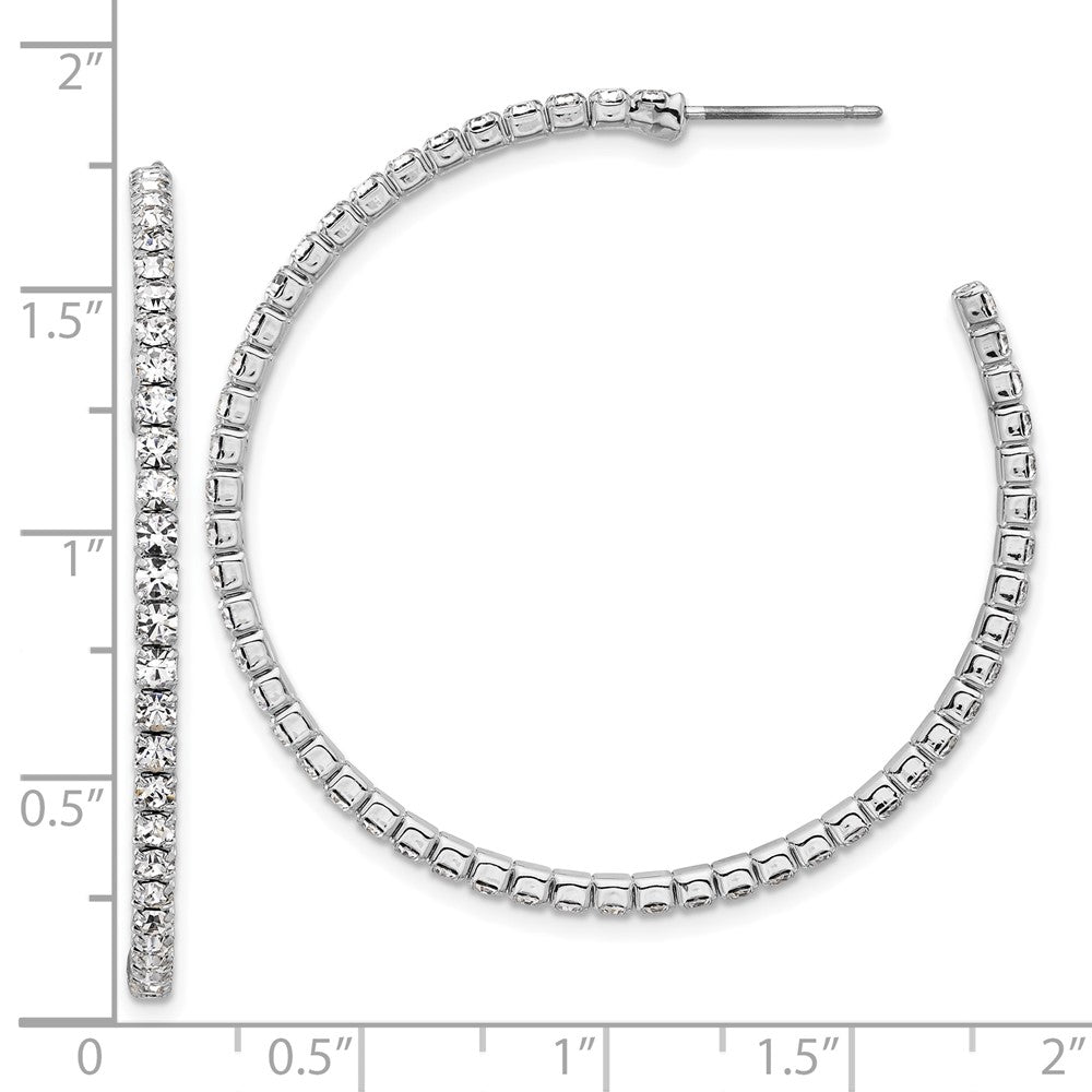 Silver-tone 45mm Crystal J-Hoop Post Earrings