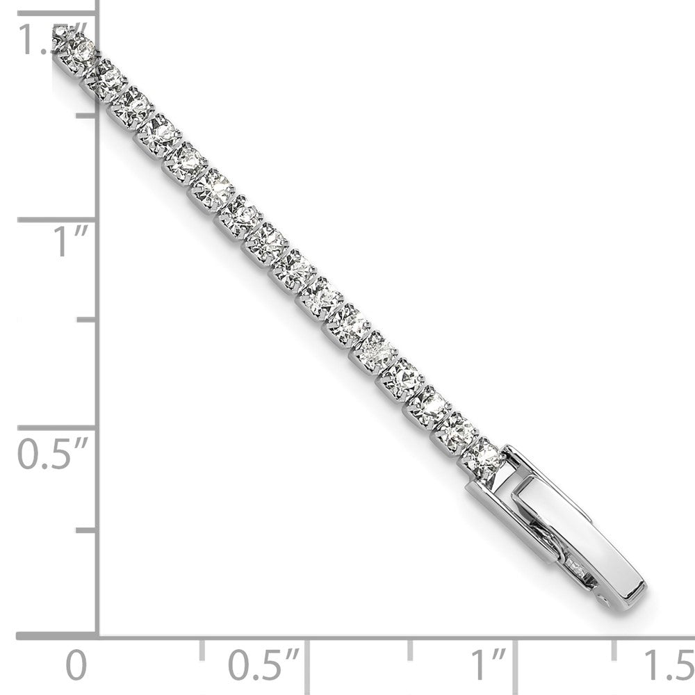 Silver-tone Polished Crystal 6.5in Bracelet