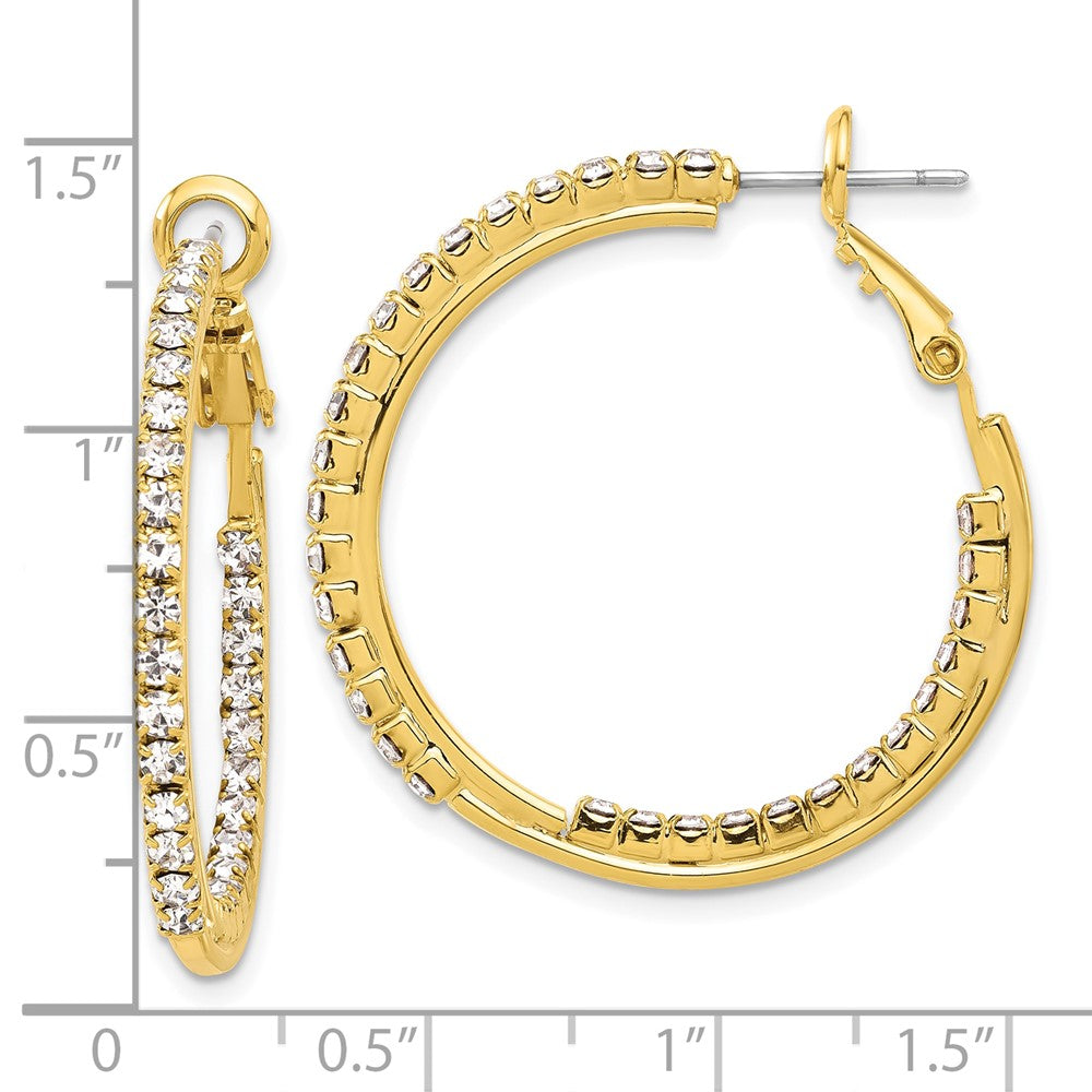 Flash Gold-tone Crystal In & Out Hoop Earrings