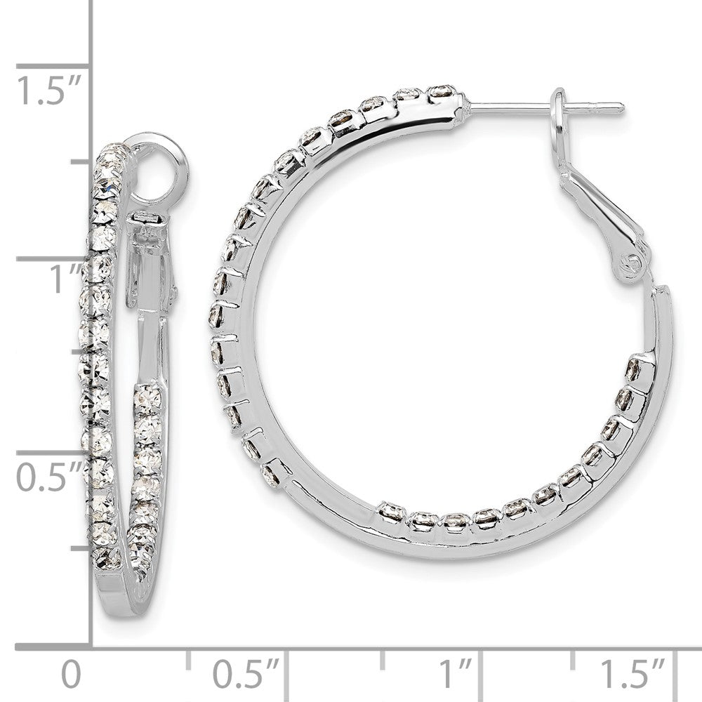 Silver-tone Polished Crystal In & Out Hoop Earrings
