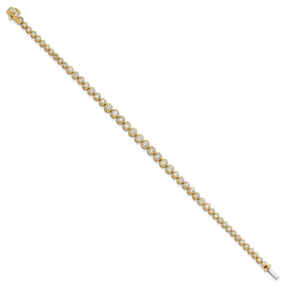 14k 3 carat Lab Grown Diamond VS/SI+ G+ Complete Round Bezel Set 7 inch Tennis Bracelet