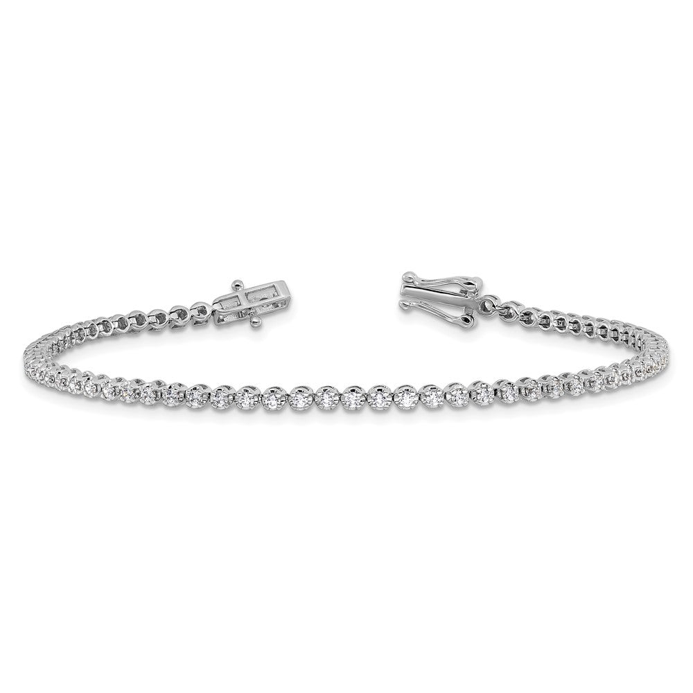14k White Gold 1 carat Lab Grown Diamond VS/SI+ G+ Complete Round Tennis Bracelet