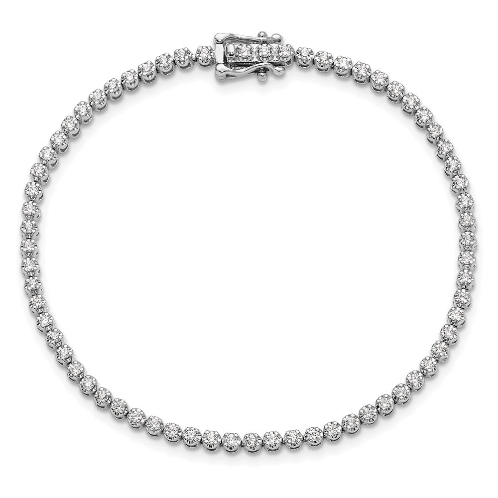 14k White Gold 1 carat Lab Grown Diamond VS/SI+ G+ Complete Round Tennis Bracelet