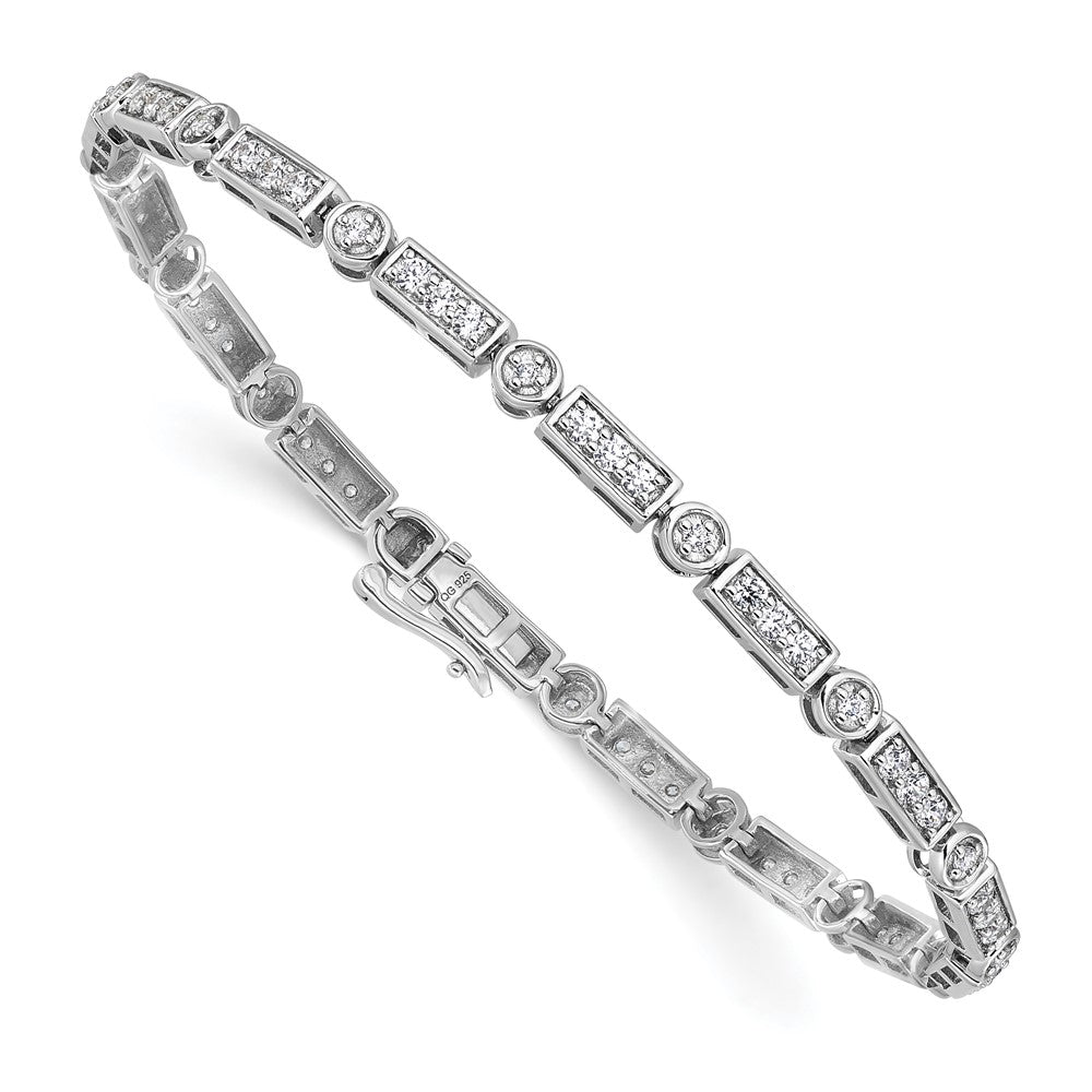 14k White Gold 1 3/8 carat Lab Grown Diamond VS/SI+ G+ Complete 7 inch Bracelet