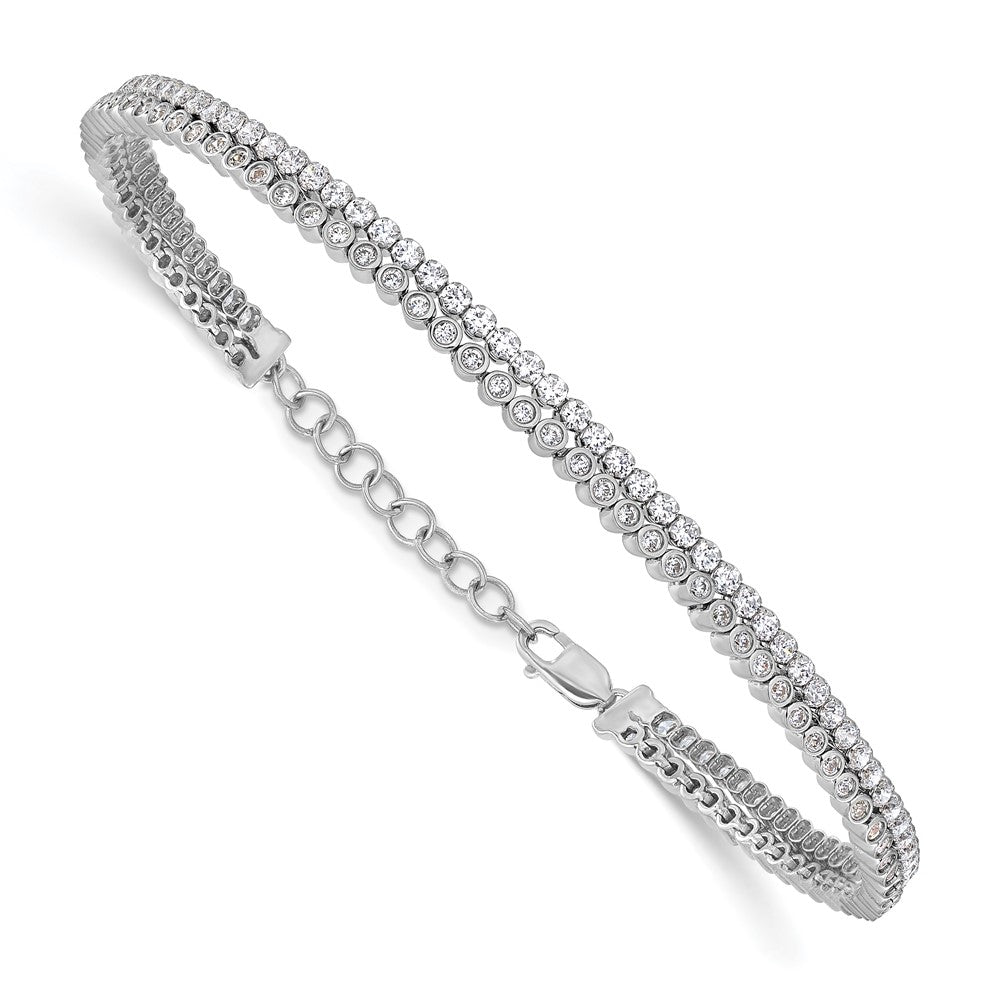 14k White Gold 2 7/8 carat Lab Grown Diamond VS/SI+ G+ Complete Double Strand 7.25 inch with 1 inch extension Bracelet