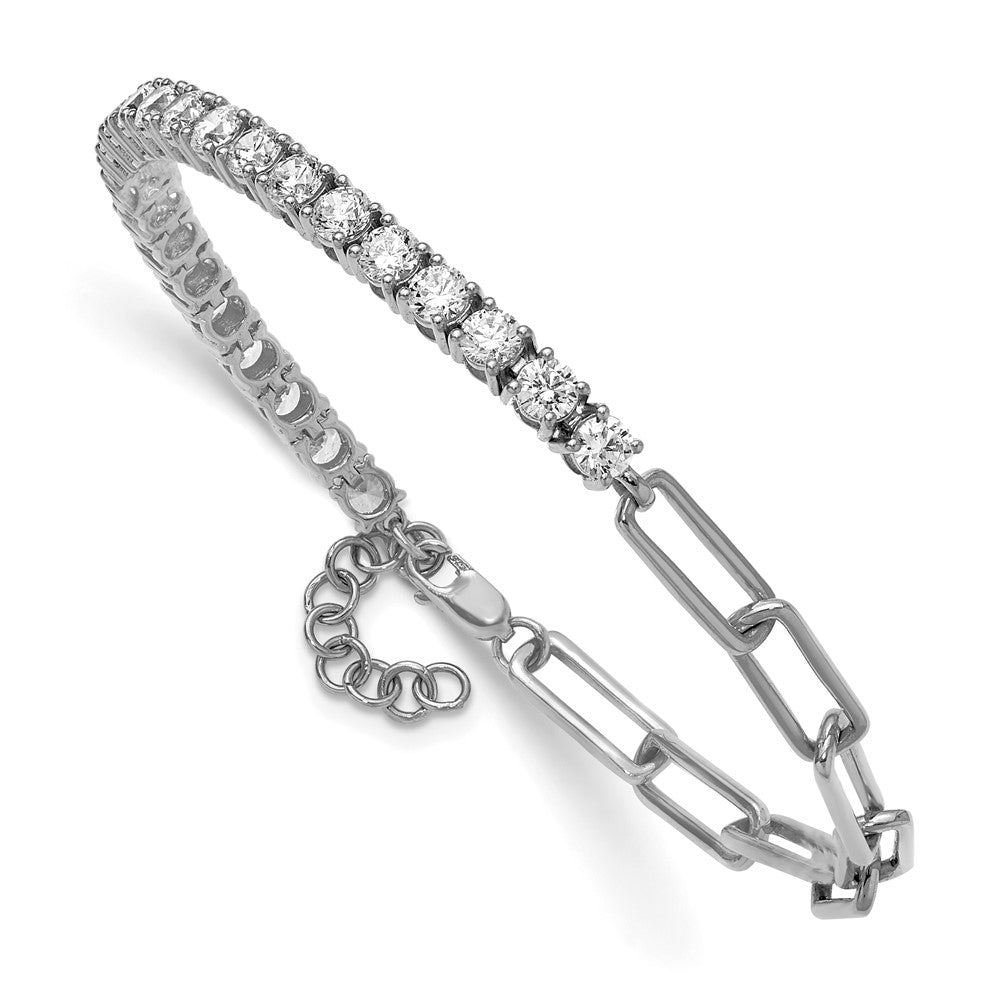 14k White Gold 3 3/4 carat Lab Grown Diamond VS/SI+ G+ Complete Half Paperclip 7 inch with an 1 inch exension Bracelet