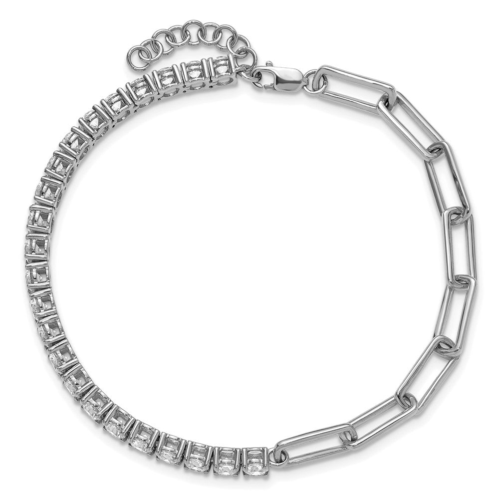 14k White Gold 3 3/4 carat Lab Grown Diamond VS/SI+ G+ Complete Half Paperclip 7 inch with an 1 inch exension Bracelet