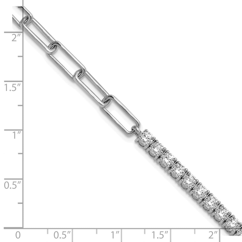 14k White Gold 3 3/4 carat Lab Grown Diamond VS/SI+ G+ Complete Half Paperclip 7 inch with an 1 inch exension Bracelet