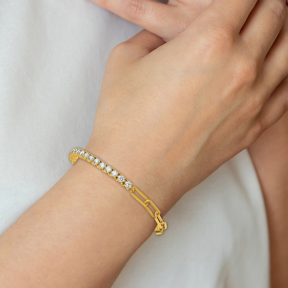 14k 3 3/4 carat Lab Grown Diamond VS/SI+ G+ Complete Half Paperclip 7 inch with 1 inch exension Bracelet