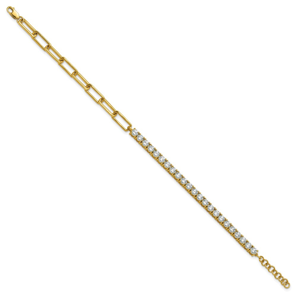 14k 3 3/4 carat Lab Grown Diamond VS/SI+ G+ Complete Half Paperclip 7 inch with 1 inch exension Bracelet