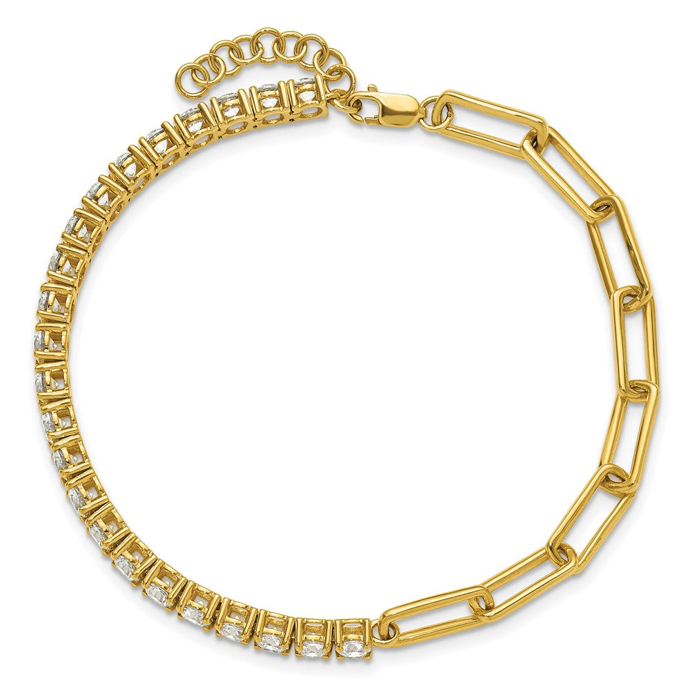 14k 3 3/4 carat Lab Grown Diamond VS/SI+ G+ Complete Half Paperclip 7 inch with 1 inch exension Bracelet