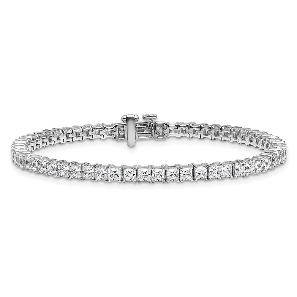 14k White Gold 7 carat Lab Grown Diamond VS/SI+ G+ Complete Princess Prong Set Tennis Bracelet