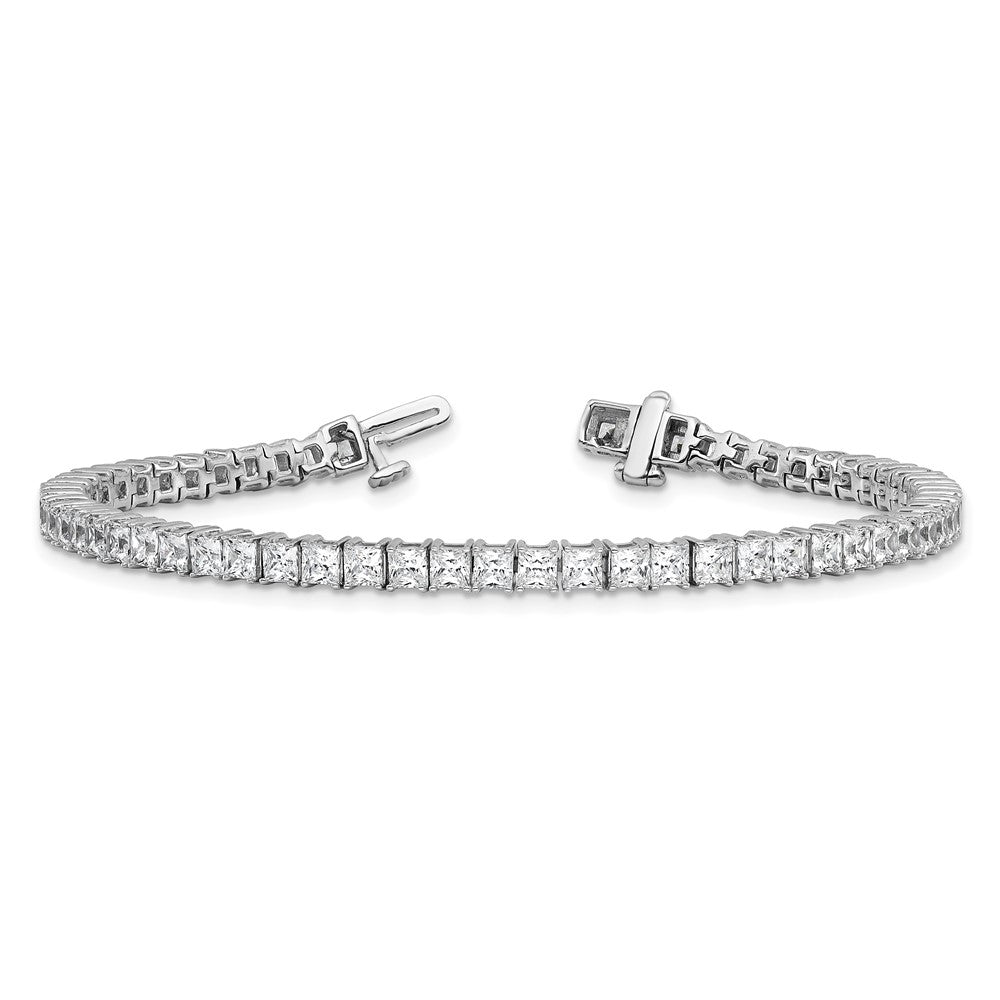 14k White Gold 7 carat Lab Grown Diamond VS/SI+ G+ Complete Princess Prong Set Tennis Bracelet