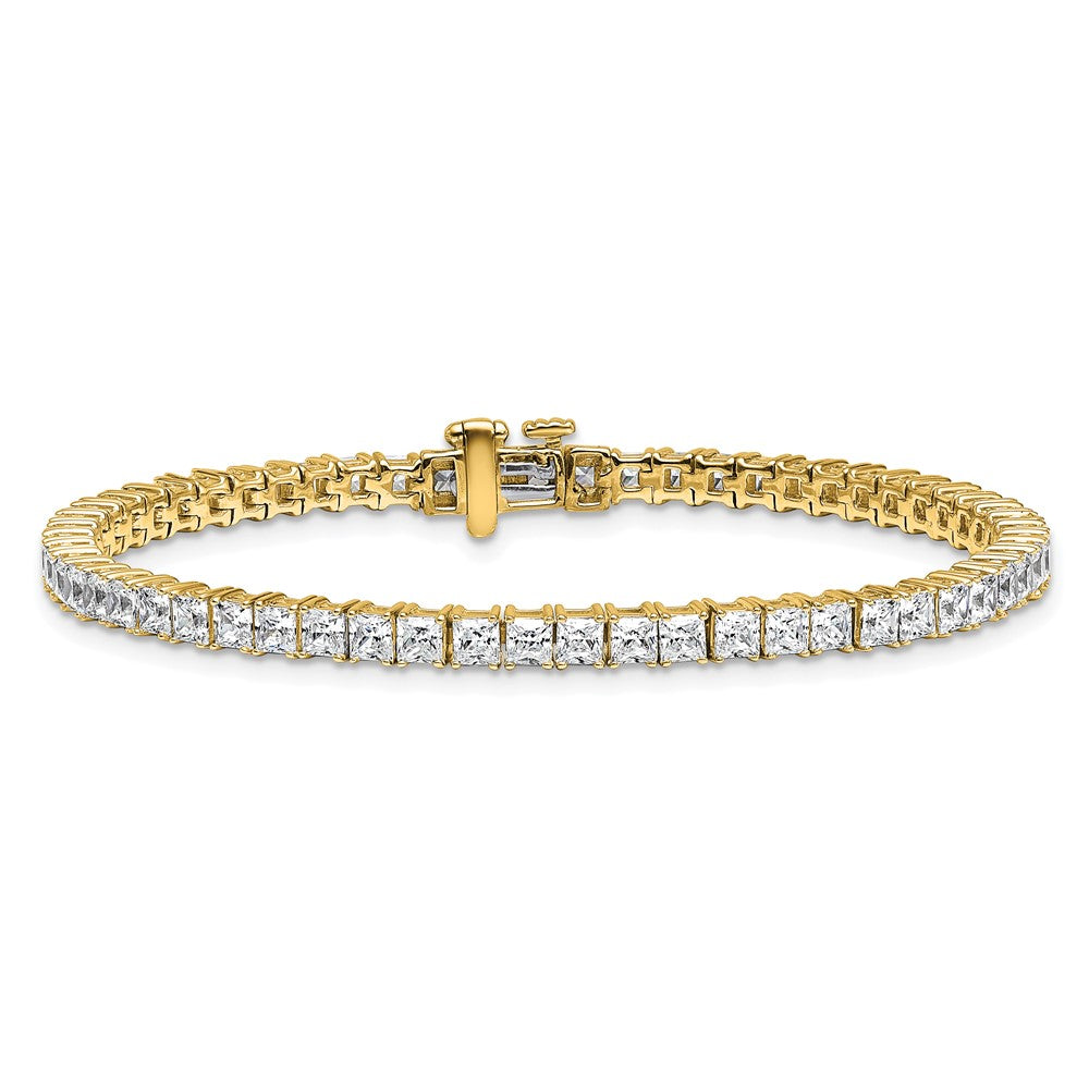 14k 7 carat Lab Grown Diamond VS/SI+ G+ Complete Princess Prong Set Tennis Bracelet