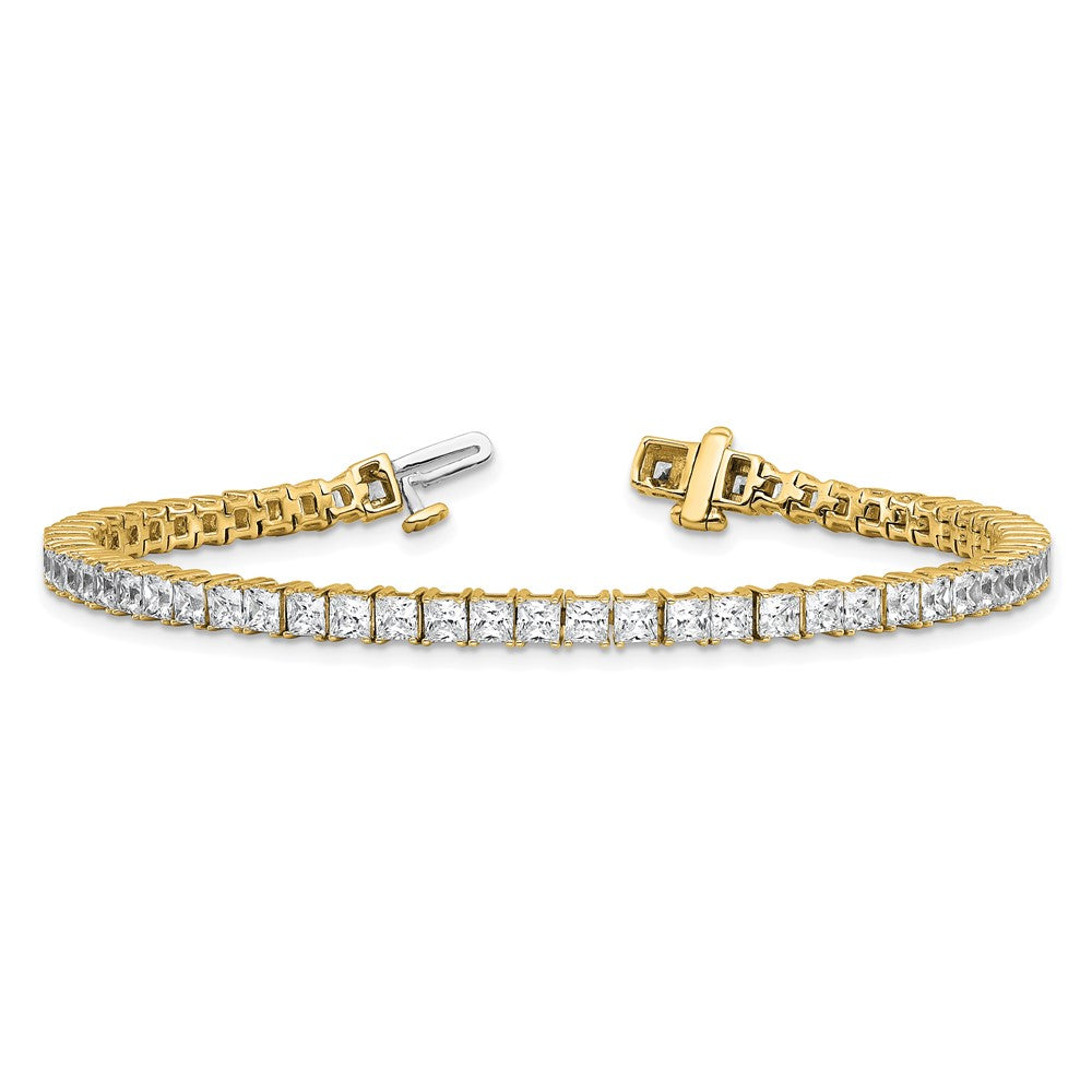 14k 7 carat Lab Grown Diamond VS/SI+ G+ Complete Princess Prong Set Tennis Bracelet
