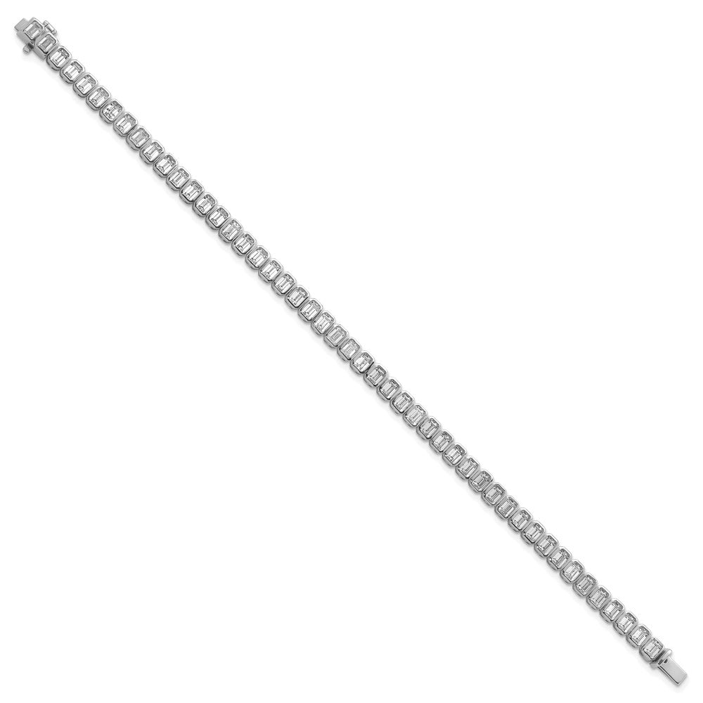 14k White Gold 6 1/2 carat Lab Grown Diamond VS/SI+ G+ Complete Emerald Bezel Set Tennis Bracelet