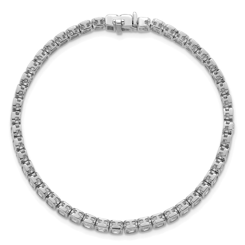 14k White Gold 6 1/2 carat Lab Grown Diamond VS/SI+ G+ Complete Emerald Bezel Set Tennis Bracelet