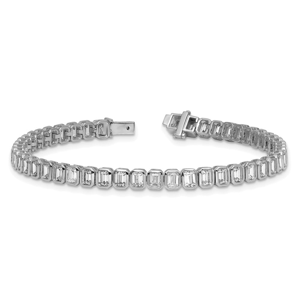 14k White Gold 6 1/2 carat Lab Grown Diamond VS/SI+ G+ Complete Emerald Bezel Set Tennis Bracelet