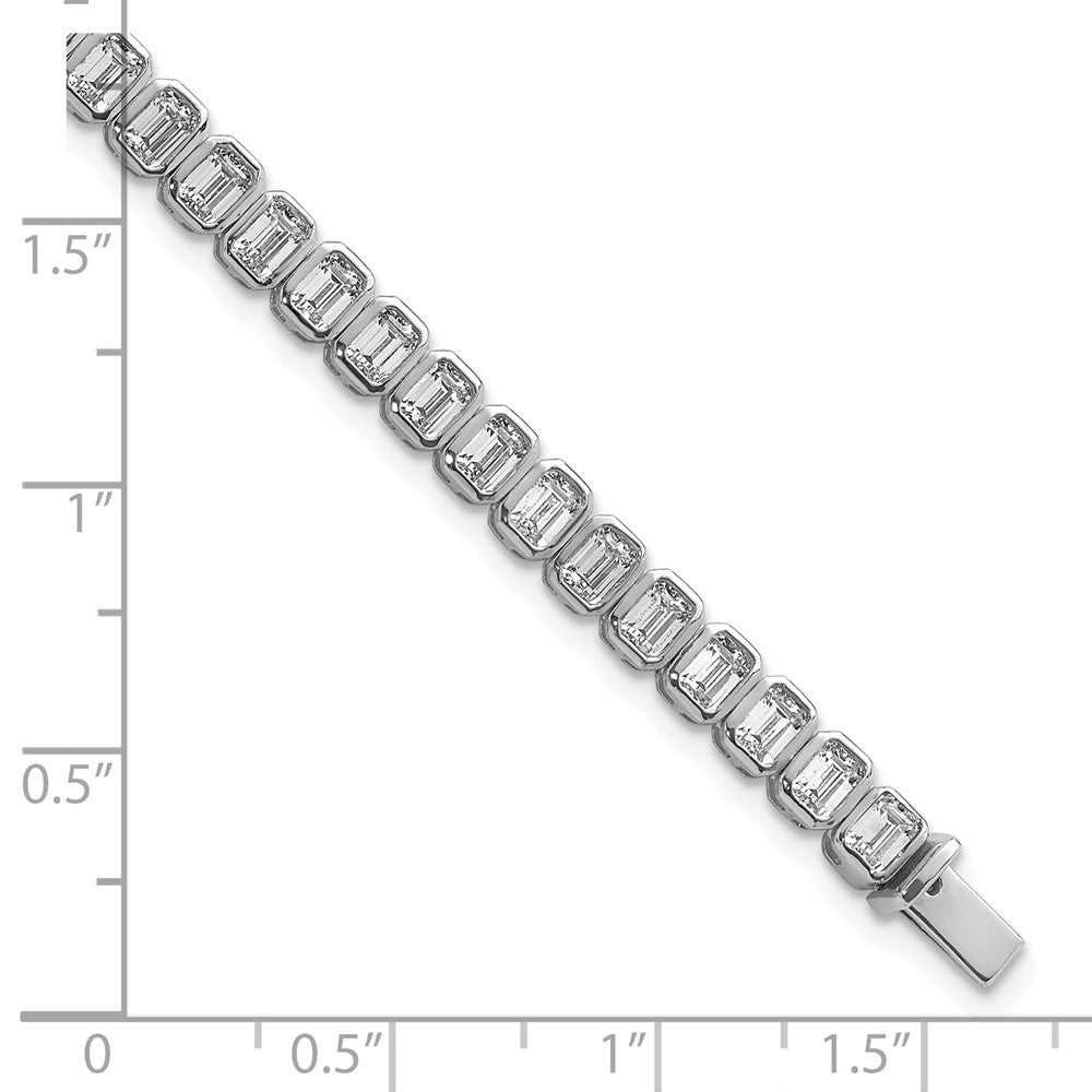 14k White Gold 6 1/2 carat Lab Grown Diamond VS/SI+ G+ Complete Emerald Bezel Set Tennis Bracelet