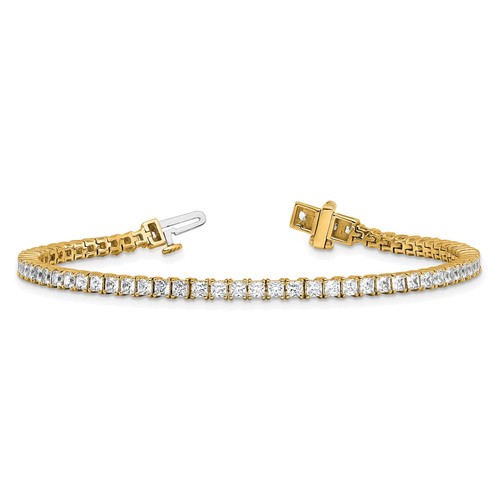 14k 5 carat Lab Grown Diamond VS/SI+ G+ Complete Princess Prong Set Tennis Bracelet