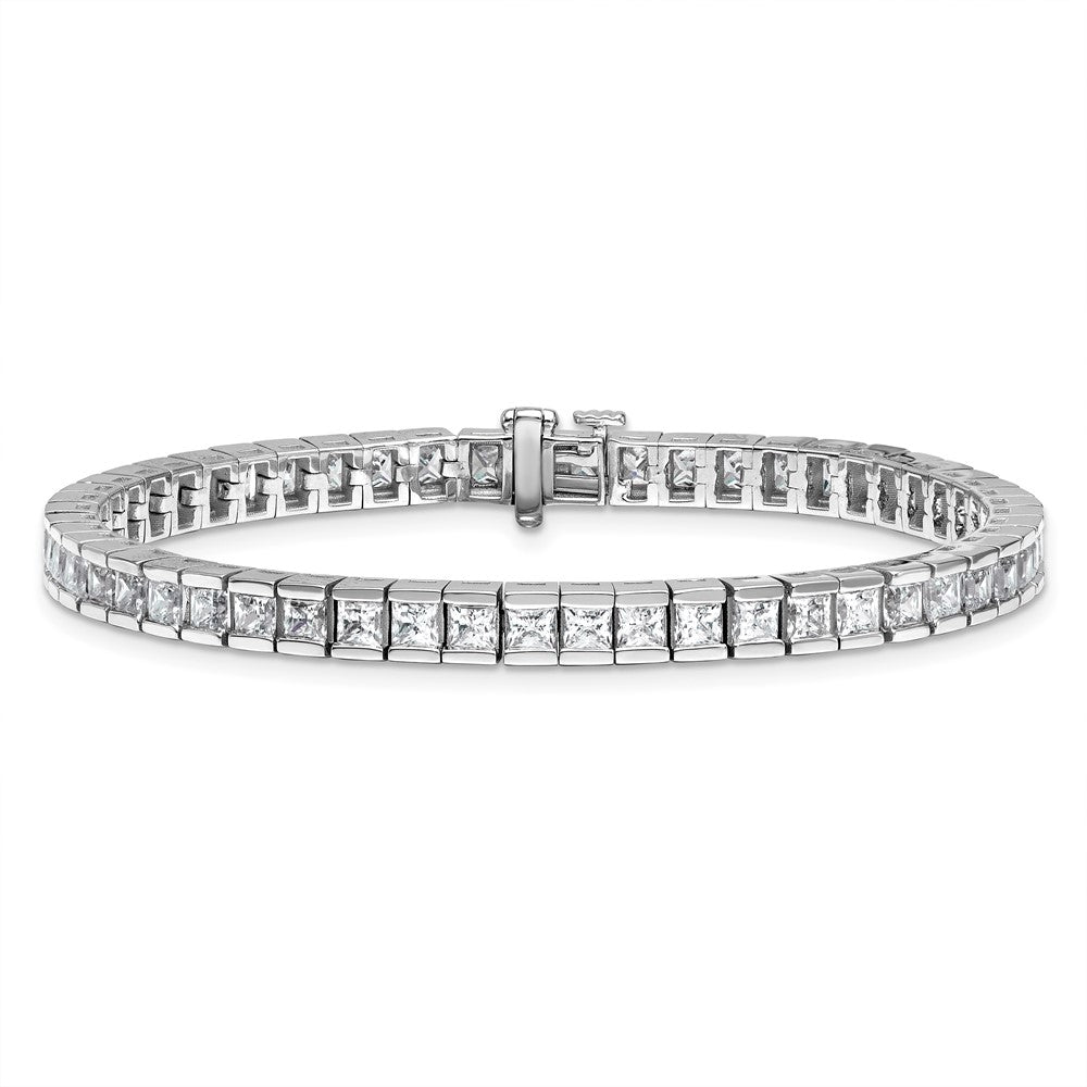 14k White Gold 10 carat Lab Grown Diamond VS/SI+ G+ Complete Princess Bezel Set Tennis Bracelet