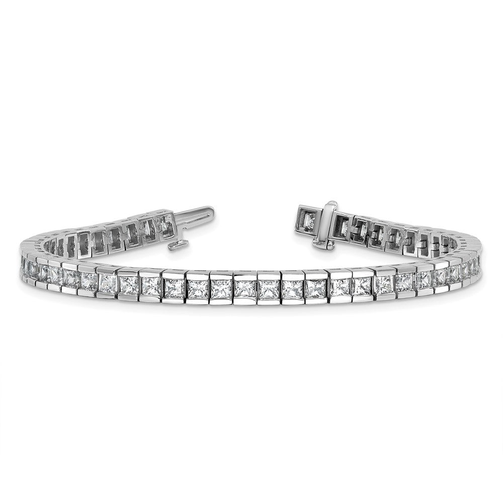 14k White Gold 10 carat Lab Grown Diamond VS/SI+ G+ Complete Princess Bezel Set Tennis Bracelet