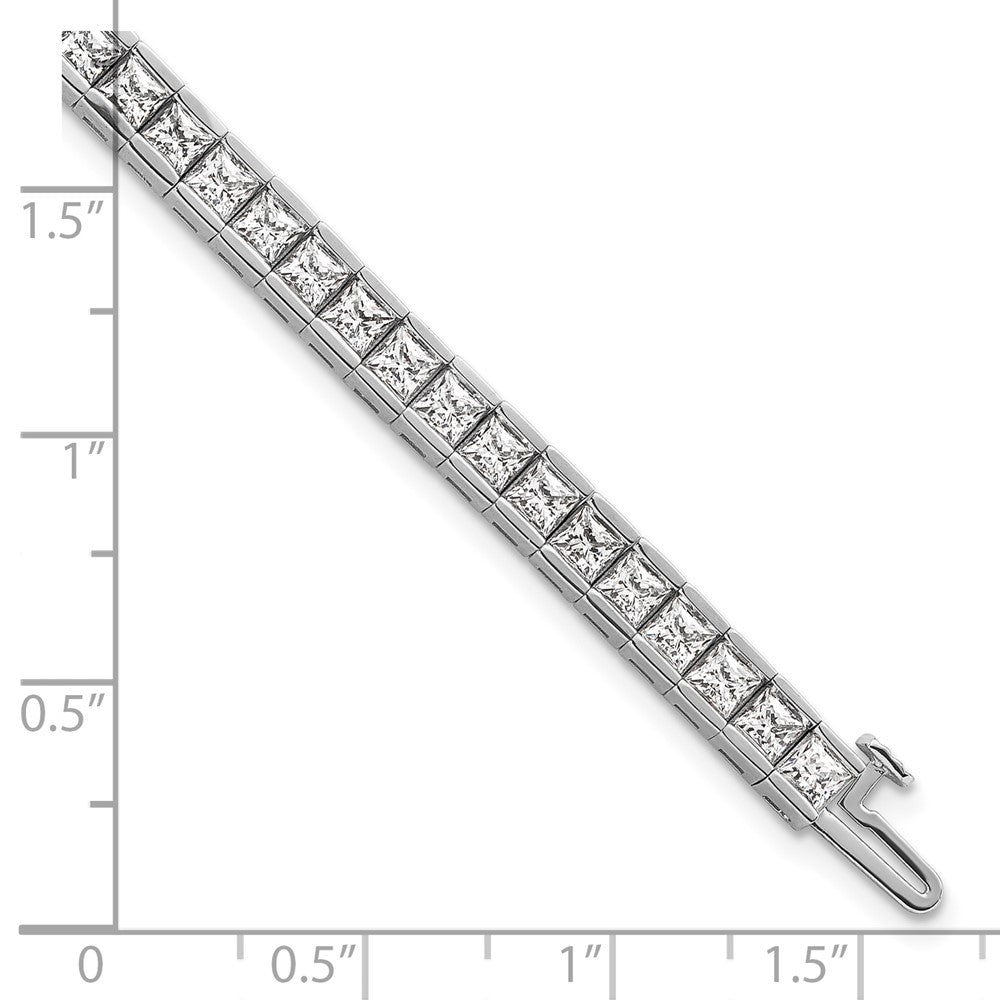 14k White Gold 10 carat Lab Grown Diamond VS/SI+ G+ Complete Princess Bezel Set Tennis Bracelet