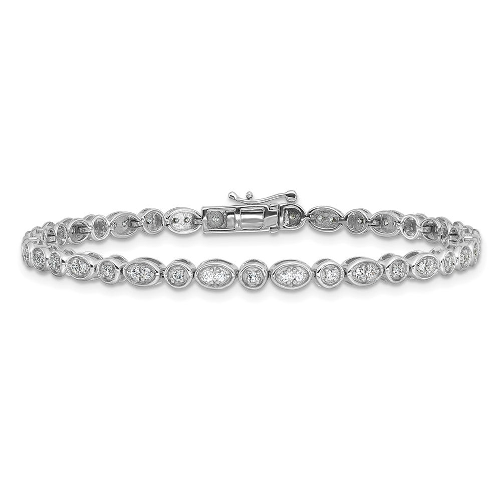 14k White Gold 7/8 carat Lab Grown Diamond VS/SI+ G+ Complete 7 inch Fancy Bracelet