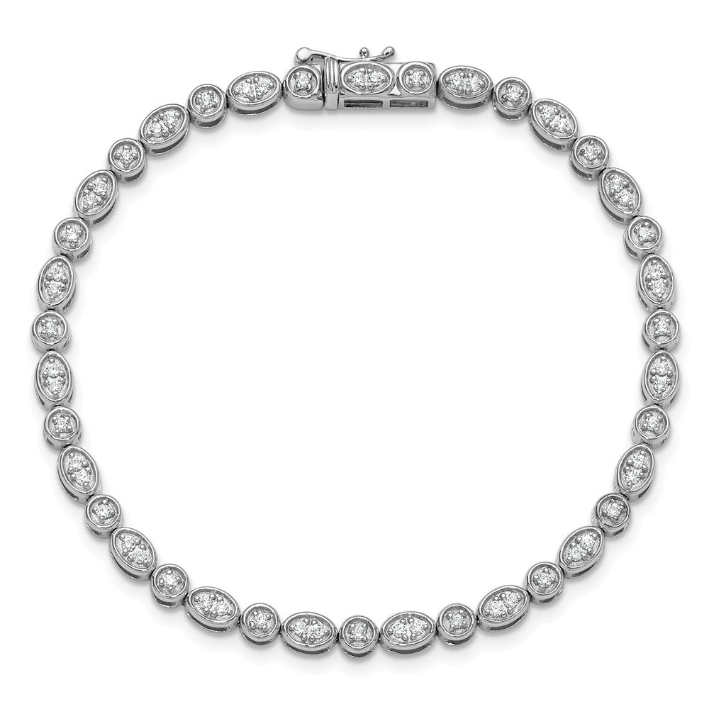 14k White Gold 7/8 carat Lab Grown Diamond VS/SI+ G+ Complete 7 inch Fancy Bracelet