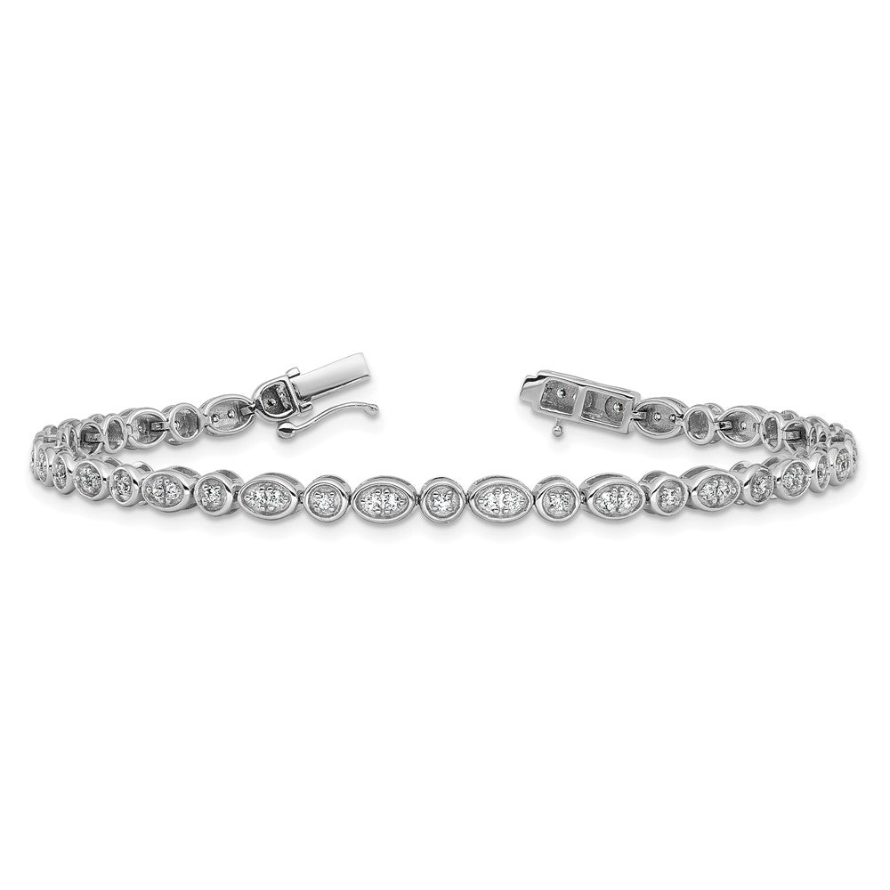 14k White Gold 7/8 carat Lab Grown Diamond VS/SI+ G+ Complete 7 inch Fancy Bracelet