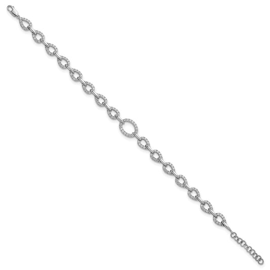 14k White Gold 1 3/8 carat Lab Grown Diamond VS/SI+ G+ Complete 7 inch with 1 inch extension Bracelet