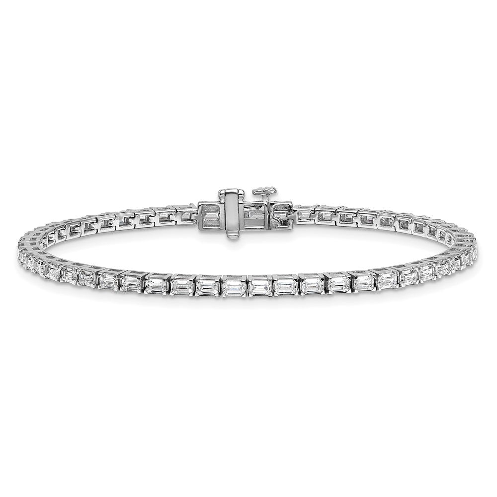 14k White Gold 5 carat Lab Grown Diamond VS/SI+ G+ Complete Emerald Tennis Bracelet