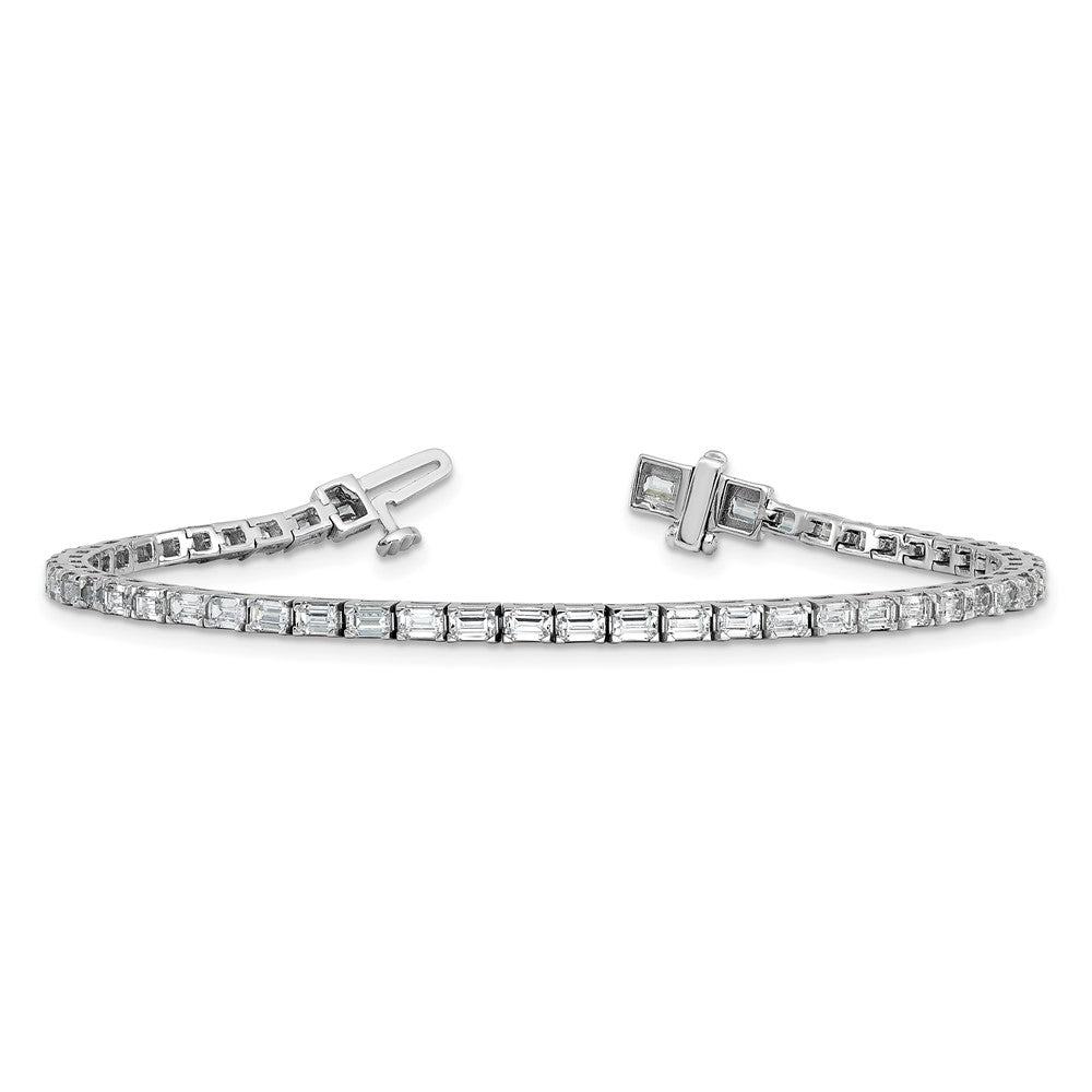 14k White Gold 5 carat Lab Grown Diamond VS/SI+ G+ Complete Emerald Tennis Bracelet