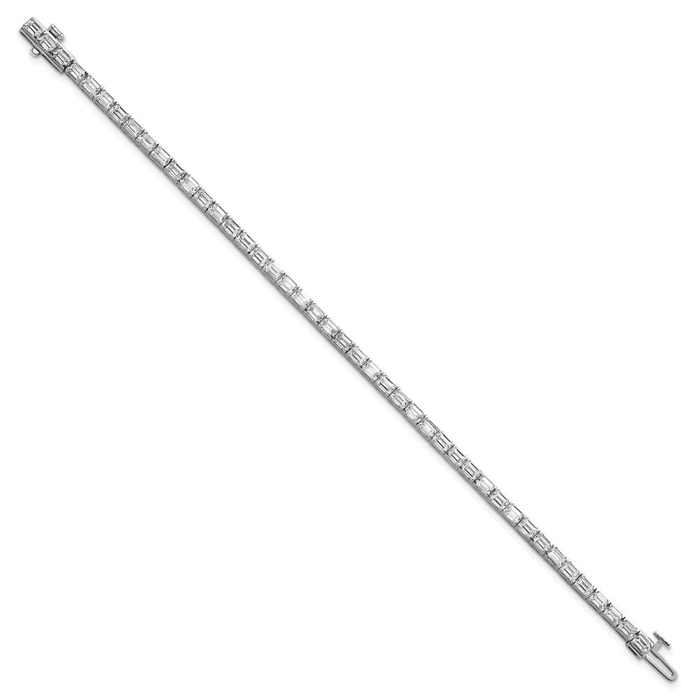 14k White Gold 7 carat Lab Grown Diamond VS/SI+ G+ Complete Emerald Tennis Bracelet